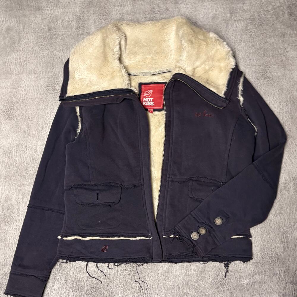 Y2k Hot Kiss Faux Fur Zip Up Jacket